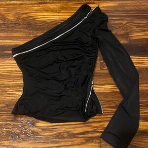 I.AM.GIA one sleeve long sleeve top with zippers XS